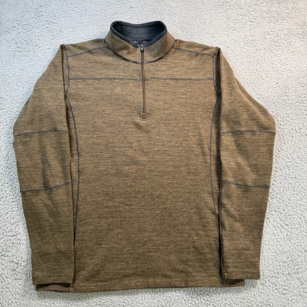 KUHL Revel Mens Brown Heather 1/4 Zip Pullover Mock Neck Sweater Size Medium